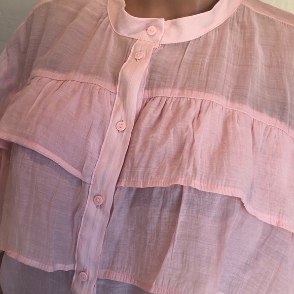 Zara Blush Pink Layered Tiered Blouse Women’s Size XS Bohemian Style Shirt Top - Picture 13 of 16